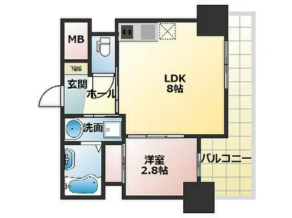 アドバンス江坂ラシュレ(1LDK/8階)の間取り写真