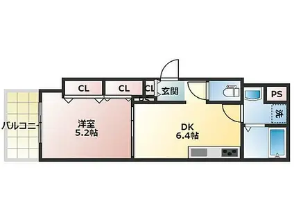 クリエオーレ清瀧(1DK/1階)の間取り写真
