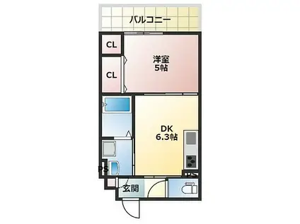 クリエオーレ清瀧(1DK/1階)の間取り写真