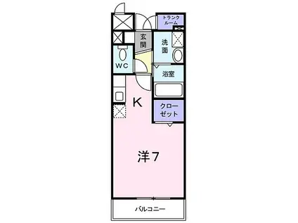 エクセレントII藤田(ワンルーム/2階)の間取り写真