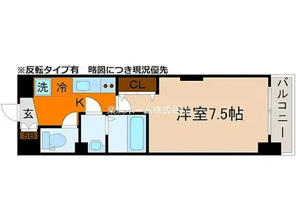LUXE京都西大路(1K/4階)の間取り写真