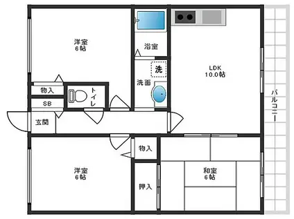 フレーバーフラッツ(3LDK/3階)の間取り写真