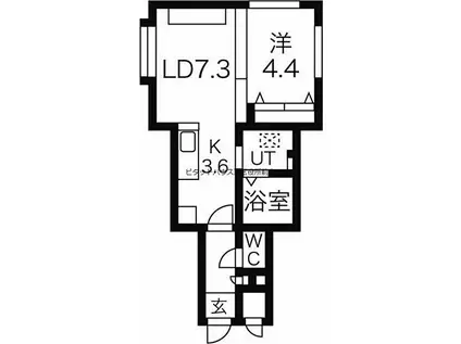 札幌市営南北線 北１２条駅 徒歩4分 4階建 築10年(1LDK/4階)の間取り写真