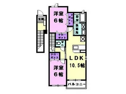 東海交通事業城北線 比良駅(愛知) 徒歩14分 2階建 築17年(2LDK/2階)の間取り写真