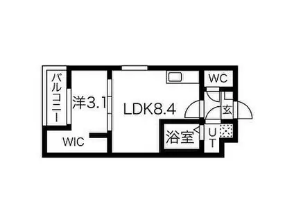 名古屋市営上飯田線 上飯田駅 徒歩10分 3階建 築1年(1LDK/1階)の間取り写真