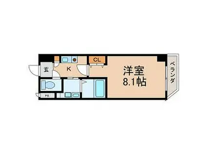 名古屋市営桜通線 高岳駅 徒歩10分 10階建 築18年(1K/6階)の間取り写真