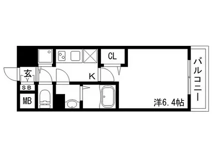 プレサンスみなと元町駅前(1K/4階)の間取り写真