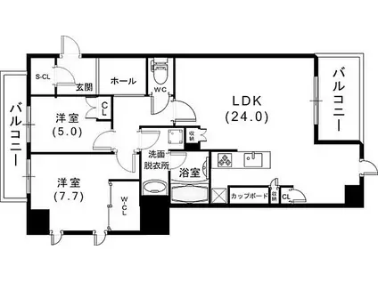 グランドメゾン神戸北野坂(2LDK/4階)の間取り写真