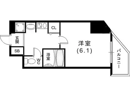 ロイヤルヒル神戸三ノ宮II(1K/6階)の間取り写真