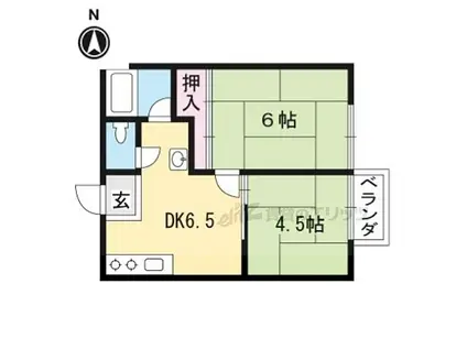 JR山陰本線 並河駅 徒歩13分 2階建 築41年(2DK/2階)の間取り写真