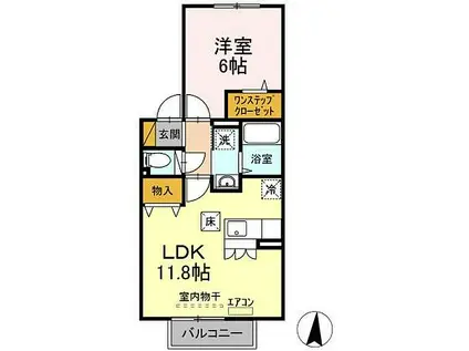 ルミエール参番館(1LDK/1階)の間取り写真