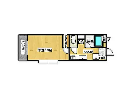 JR山陽本線 須磨駅 徒歩5分 2階建 築20年(1K/1階)の間取り写真