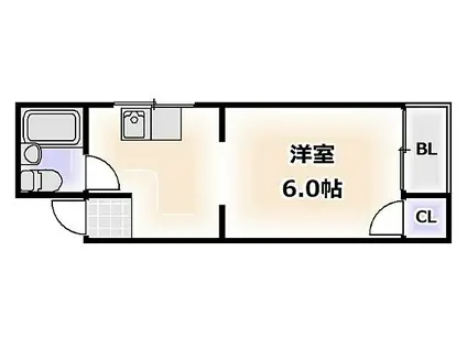 JR大阪環状線 天王寺駅 徒歩7分 5階建 築40年(ワンルーム/2階)の間取り写真