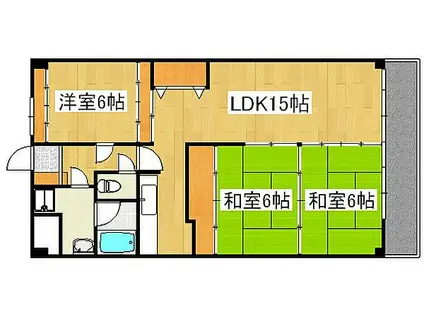 トーカンマンション国分(3LDK/12階)の間取り写真