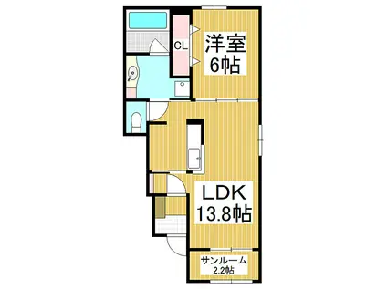 JR中央本線 茅野駅 徒歩20分 2階建 築8年(1LDK/1階)の間取り写真