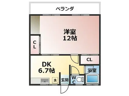 中嶋コーポ(1DK/2階)の間取り写真