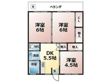 国崎ビル3(3DK/4階)の間取り写真