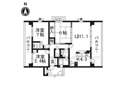 京阪本線 墨染駅 徒歩6分 3階建 築28年(3LDK/2階)の間取り写真