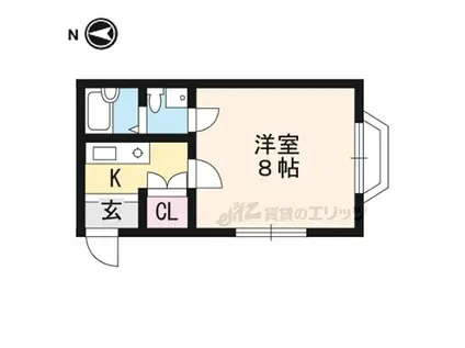 京阪本線 墨染駅 徒歩5分 2階建 築27年(1K/1階)の間取り写真