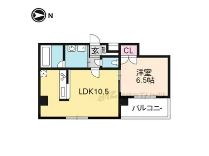 グランコート東野(1LDK/6階)の間取り写真