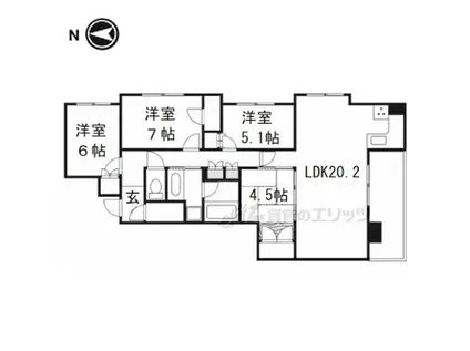 L伏見寺田屋西グランフォート(4LDK/5階)の間取り写真