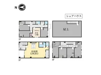 JR東海道・山陽本線 京都駅 徒歩4分 3階建 築42年(ワンルーム/2階)の間取り写真