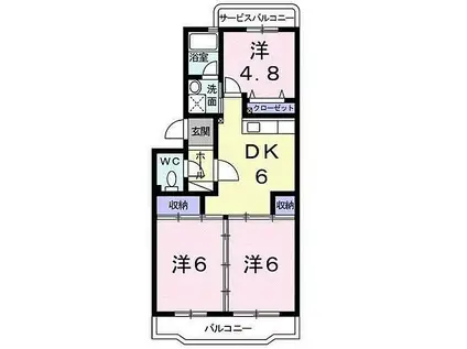 ローズマンション(3DK/3階)の間取り写真