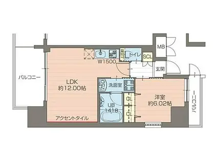 プレジオ江坂ROUGE(1LDK/11階)の間取り写真