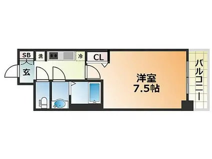 プレサンス THE神戸(1K/2階)の間取り写真