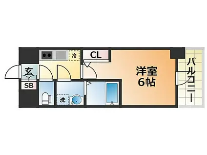 エスリード神戸グランドール(1K/15階)の間取り写真