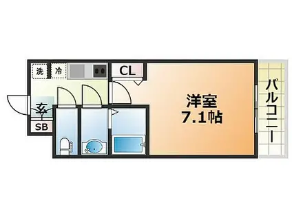 プレサンス THE神戸(1K/4階)の間取り写真
