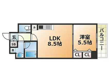 プレジオ神戸ウエスト(1LDK/9階)の間取り写真