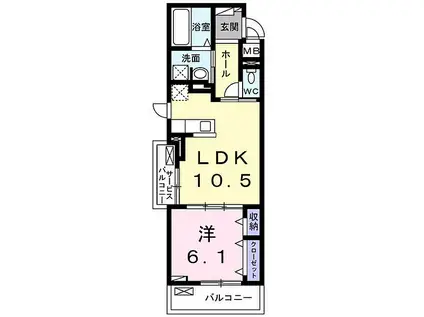 ベルソレイユ(1LDK/2階)の間取り写真