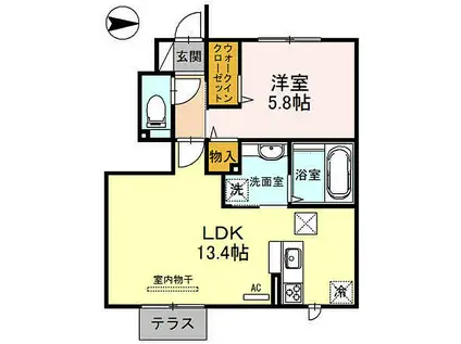 セジュール和の郷 B棟(1LDK/1階)の間取り写真