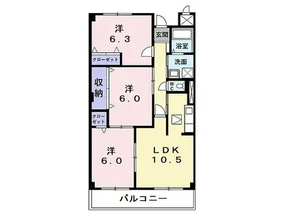 アンソレイエ・ユニティ(3LDK/1階)の間取り写真