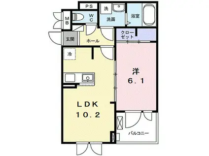 レジデンス YUTAKA(1LDK/2階)の間取り写真