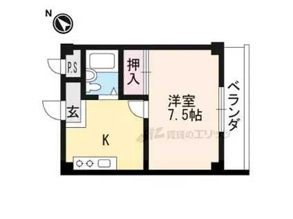 JR東海道・山陽本線 草津駅(滋賀) 徒歩17分 4階建 築34年(1K/3階)の間取り写真