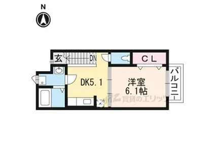 JR湖西線 和邇駅 徒歩11分 2階建 築21年(1DK/2階)の間取り写真