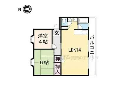 近江鉄道近江本線 水口城南駅 徒歩5分 4階建 築40年(2LDK/3階)の間取り写真