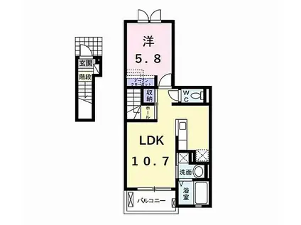 リンム三好ケ丘(1LDK/2階)の間取り写真