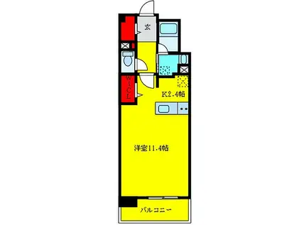 ロイヤルパークス新田(ワンルーム/3階)の間取り写真