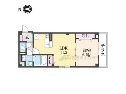 JR桜井線 京終駅 徒歩24分 3階建 築1年(1LDK/1階)の間取り写真