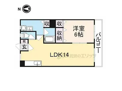 平城駅前三和マンション(1LDK/4階)の間取り写真