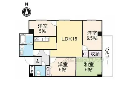 近鉄御所線 忍海駅 徒歩3分 5階建 築33年(4LDK/2階)の間取り写真
