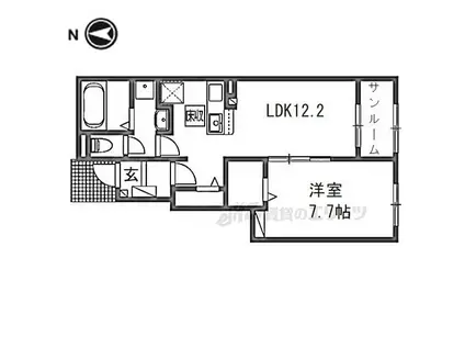 ハイフィールドIII(1LDK/1階)の間取り写真