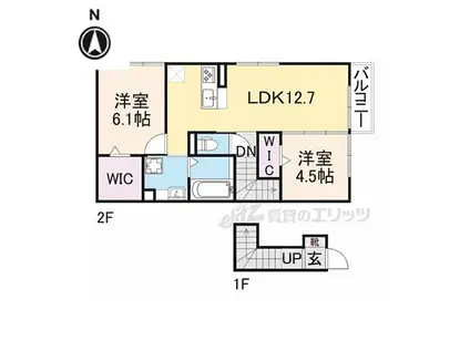 DーROOM中山町(2LDK/2階)の間取り写真