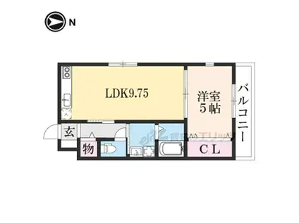 京阪本線 牧野駅 徒歩31分 3階建 築2年(1LDK/1階)の間取り写真