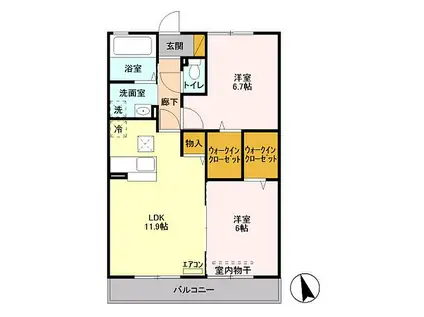 リヴァージュ壱番館(2LDK/1階)の間取り写真