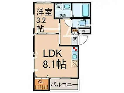 オウルージュ鶴里駅前(1LDK/3階)の間取り写真