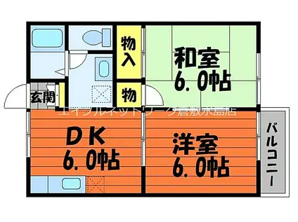 カームナガセ(2DK/2階)の間取り写真